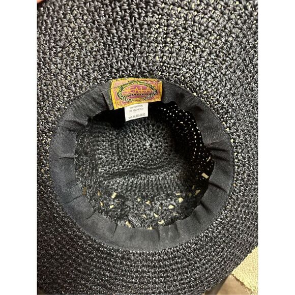 Scala Collection Womens Sun Hat Black Hand Crafted Woven Bead Bow Back One Size - Picture 6 of 8